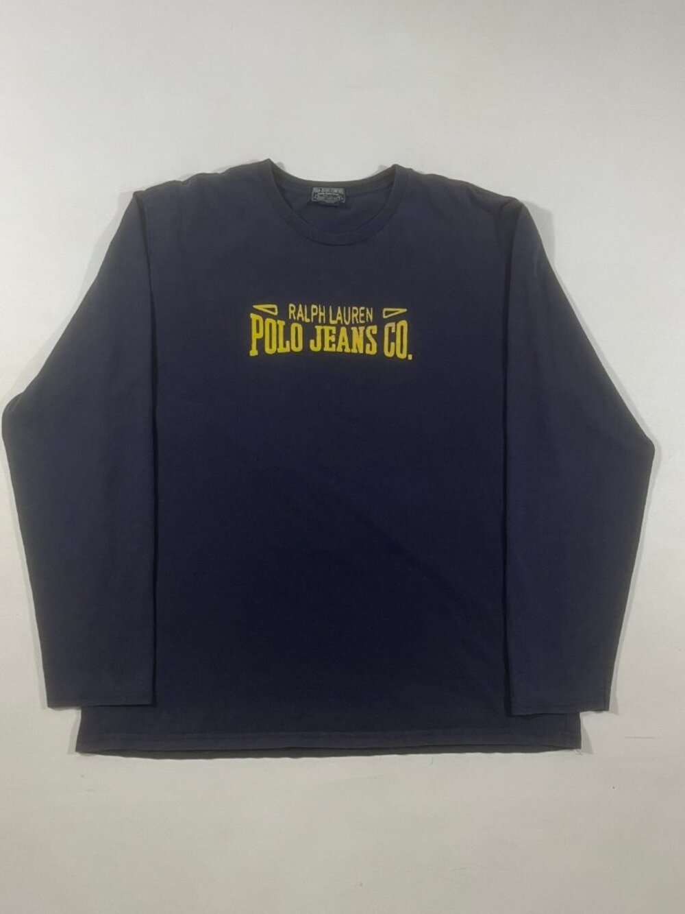 Vintage Y2K Polo Jeans Co Ralph Lauren Navy Spell Out Long Sleeve Tee XL